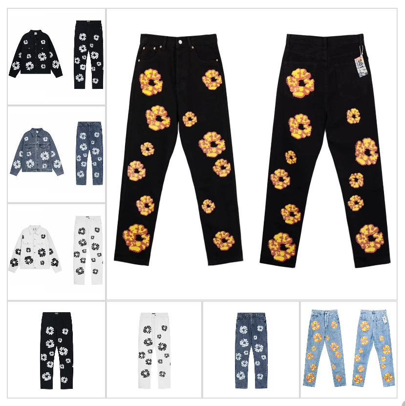 Kanye same style denim tears denim suit jeans jacket Fashion All-match Casual Jeans 008