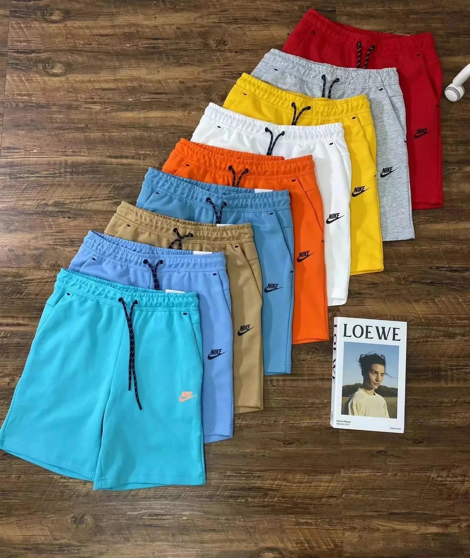 Nike shorts 24SS Air Layer Cotton Quarter Shorts Reflective Drawstring Air Layer Cotton Shorts