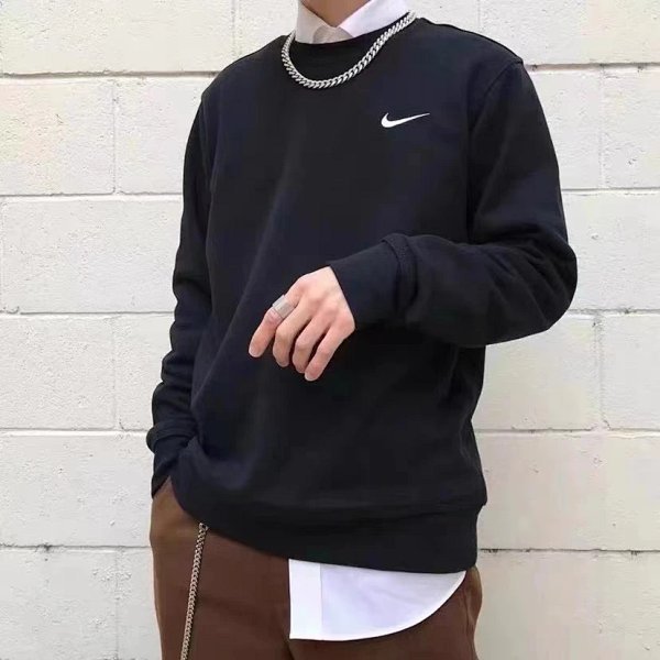 Nike hoodie Men's and women's sports leisure crew neck pullover cotton fleece-lined warm breathable embroidery small hook long sleeve