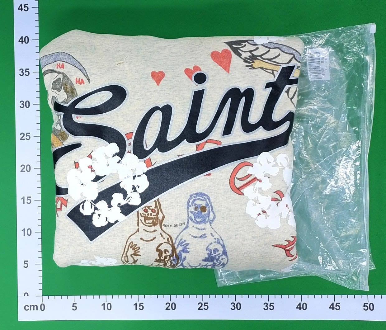 Saint Michael American Style Retro Figure Destruction Pullover Men's and Women's Washed Dressed Loose Hoodie Sweater