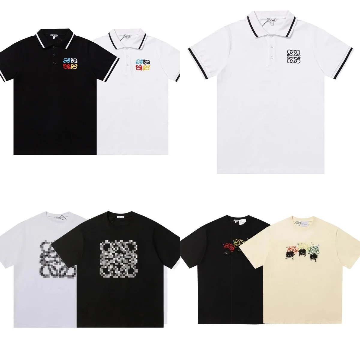  LOEWE T-shirt Classic Letter Embroidery Spelling Short Sleeve Collection CY