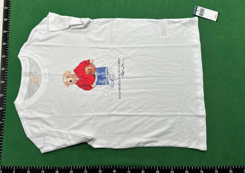  Ralph Lauren Polo Bear T-Shirt  HFJJ Bear Couple T-Shirt Paul Short-sleeved Round Neck Men and Women Pattern Slim Cotton Round Neck
