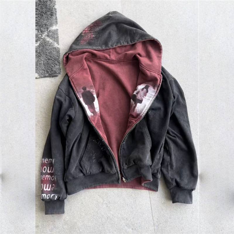 lily chou chou zip Double-sided hooded zip-up sweatshirt