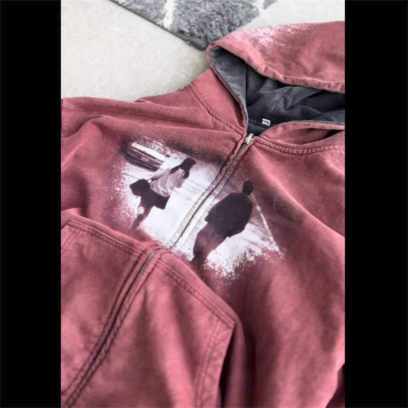 lily chou chou zip Double-sided hooded zip-up sweatshirt