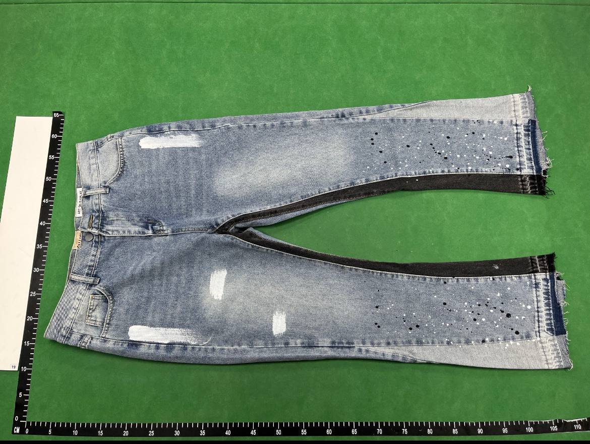 GAL * LERY splash ink graffiti micro horn stitching holes casual loose jeans long pants tide